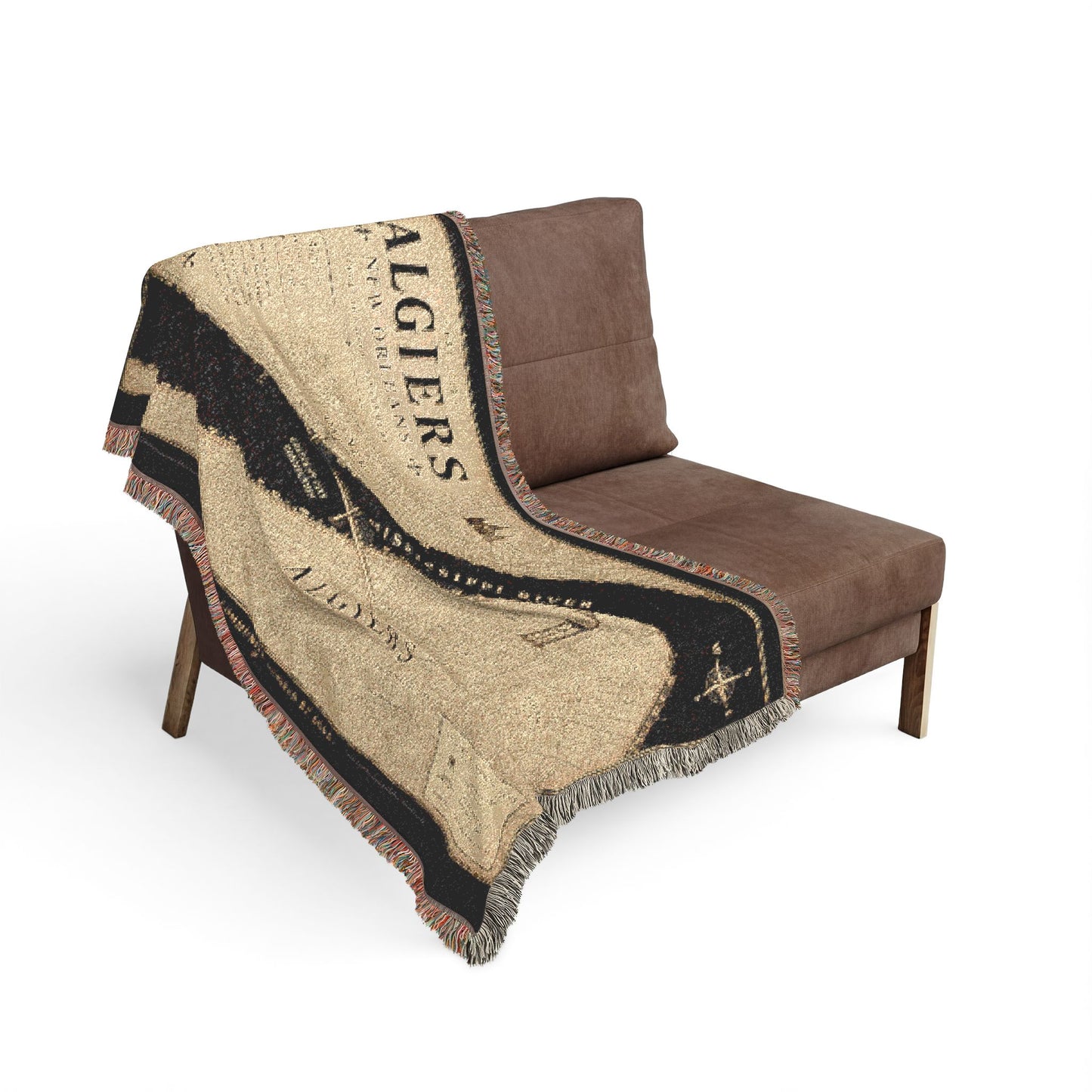 Algiers Vintage Map Woven Blanket — New Orleans Riverfront Throw